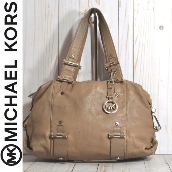 Authentic Michael Kors Taupe Leather Purse Bag - Picture 1 of 8